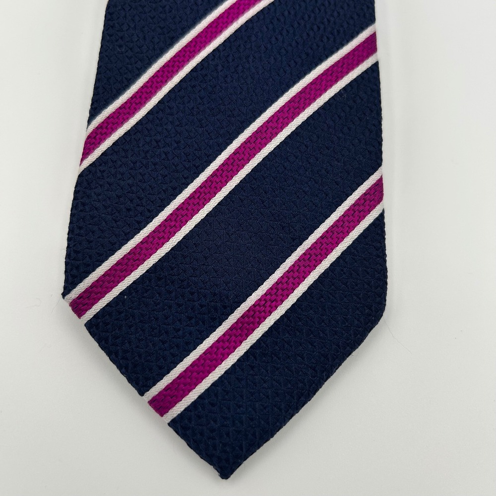 Charles Tyrwhitt Necktie Mens OS Navy Magenta Silk Preppy Business Classic
